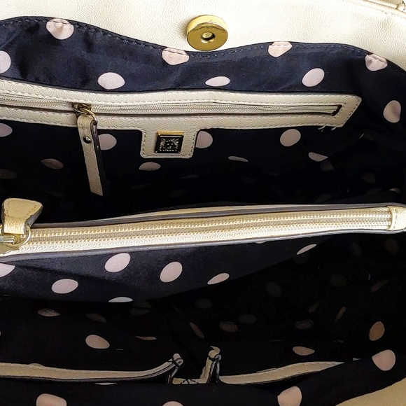 Anne Klein Cream Shimmer Down Large Satchel - Picture 5 of 10